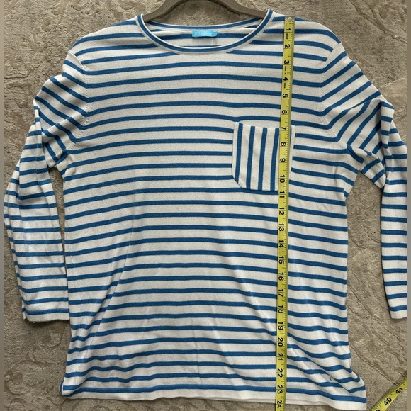 J.McLaughlin Piper Sweater Blue & White Stripe Pocket Top | Size M - Picture 8 of 9